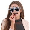 White & black Leopard Print Crown Sunglasses With Moustache