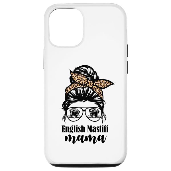 iPhone 13 English Mastiff mama messy bun leopard Case