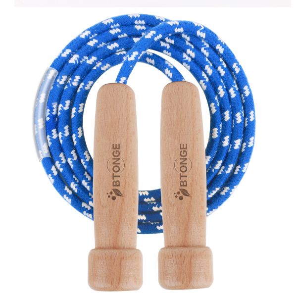 BTONGE Skipping Rope Adult, Traditional Wooden Handle Jump Rope, Adjustable Rope and Tangle-free, Jumping Exercise for Men,Women and kids Home Fitness - 300CM/9.8FT