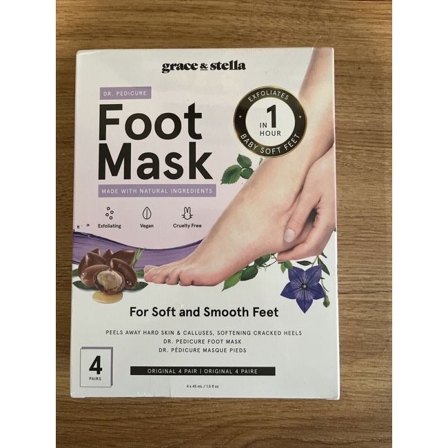 Grace & Stella Dr. Pedicure  Foot Peeling Mask 4 Pairs Lavender NEW