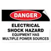 Danger Electrical Shock Hazard Multiple Power Source Label Decal Sticker 10 Inches X 7 Inches