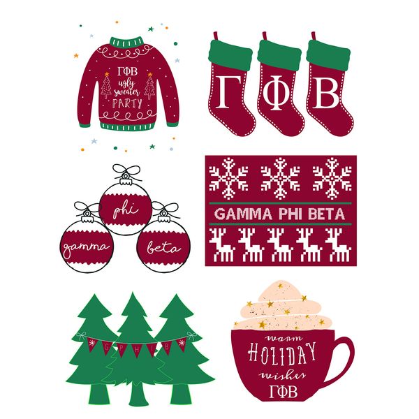 Gamma Phi Beta - Sticker Sheet - Holiday Theme