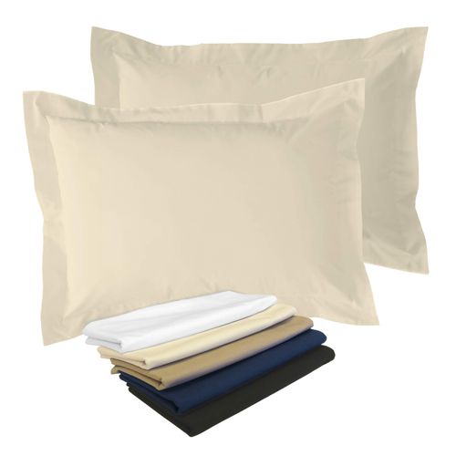 Fresh Ideas Poplin Tailored 2-Pack Pillow Sham, Standard, Ivory