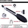 Kitchen Tongs Non-Slip & Easy Grip Stainless Steel Handle 7 inch Heat Resistant Handy Utensil for Cooking, Serving, Barbecue, Buffet, Salad, Ice, Oven