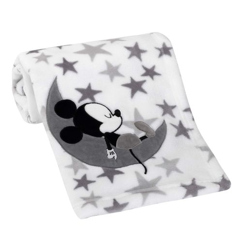 Lambs & Ivy Mickey Mouse Baby Blanket, White , 30x40 Inch (Pack of 1)