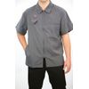 CHARLENE Classic Barber Zip Jacket with Collar and Barber Pole Logo (S, GRAY)