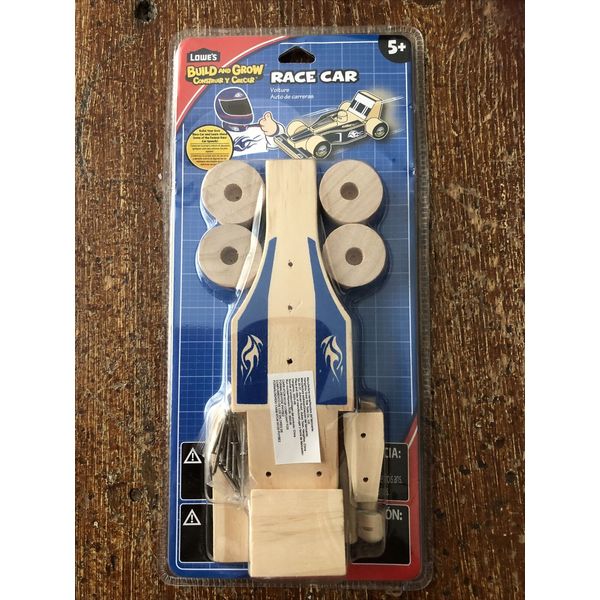 LOWE'S BUILD AND GROW  Kit Wood RACE CAR New In Pkg