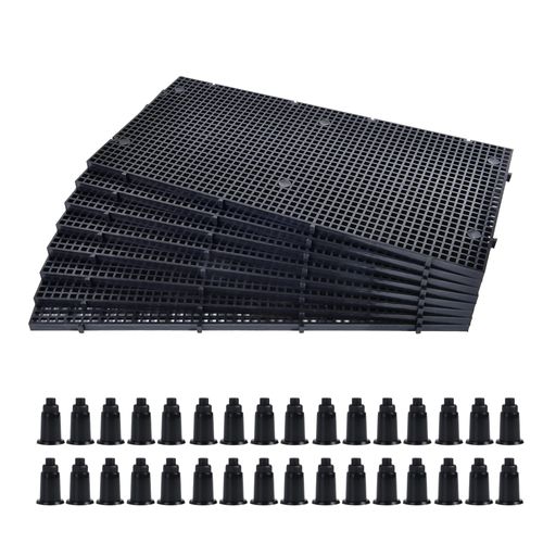 ALEGI Plastic Grid Divider Tray Egg Crate Louvre Aquarium Fish Tank Bottom Isolation with Bracket (8pcs Black)