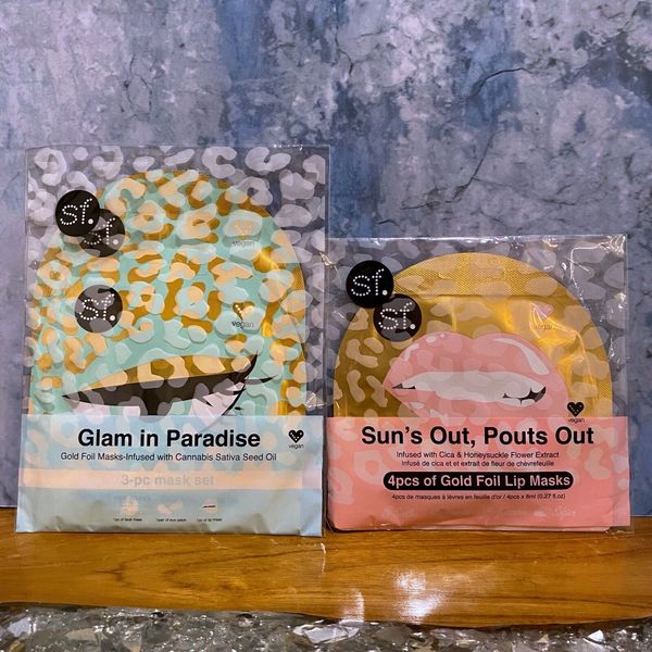 SF Glow Glam In Paradise & Sun's Out Pouts Out Gold Foil Face Lip & Eye Mask Set