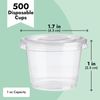 Juvale Disposable 1 Oz Portion Cups with Lids for Parties and Events In Bulk, Small Containers for Sample Tasting, Party Shots, Condiments, Sauces, Communion - Clear - 500-Pack