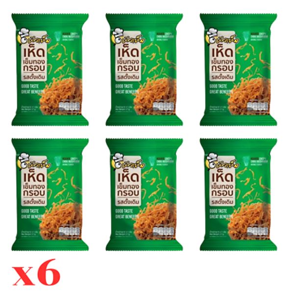 6X HUAHED Crispy Enoki Mushroom Healthy Snacks High Protein Fiber Diet 27g.