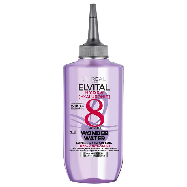 L'Oréal Paris Elvital feuchtigkeitsspendendes Haarfluid für glänzendes Haar, Fluid mit Hyaluron für einen Feuchtigkeitsboost, Hydra Hyaluronic Wonder Water, 200 ml