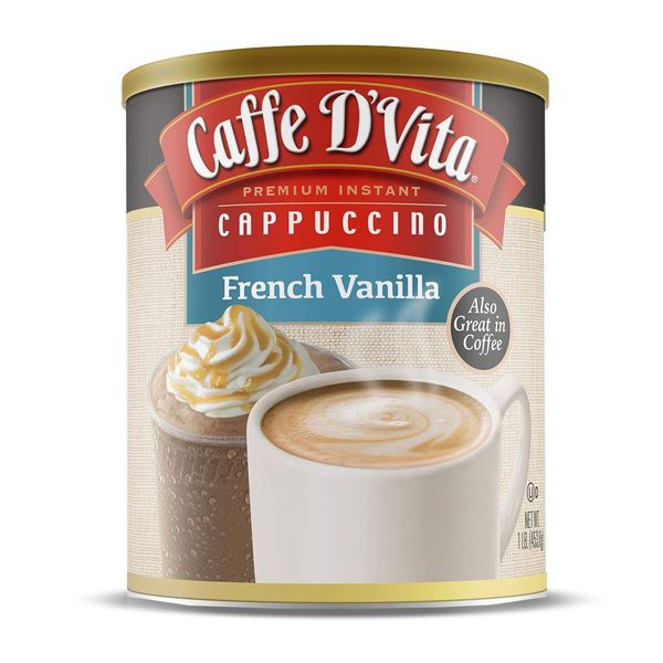 Caffe D’Vita French Vanilla Instant Cappuccino Mix / Powder - Pack of 6 - 1 lb. cans (16 oz.)