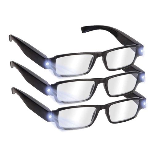 Reading Glasses with Light Bright LED Readers with Lights Reading Glasses Lighted Magnifier Nighttime Reader Compact Full Frame Eyewear Clear Vision Unisex Clear Vision Lighted Eye Glasses,+2.0