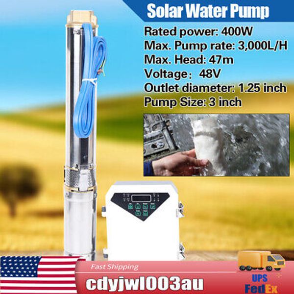 3" DC Solar Water Pump Submersible Deep Bore Well Pump 48V 400W +MPPT Controller