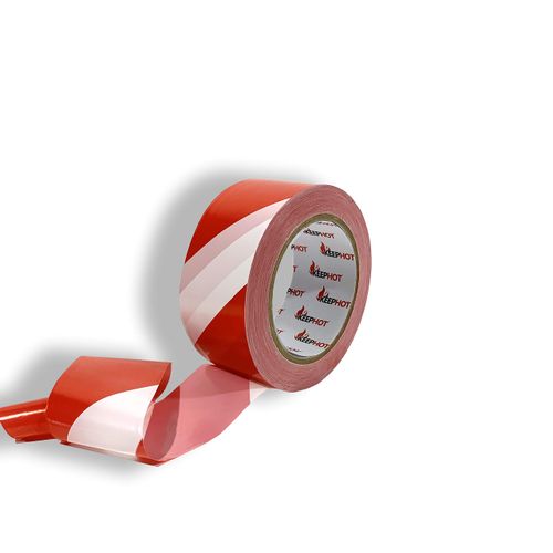 Hazard Warning Non-Adhesive Barrier Tape Red and White 48 mm x 200 m (2'' inch x 219 yrd) Pack of 1