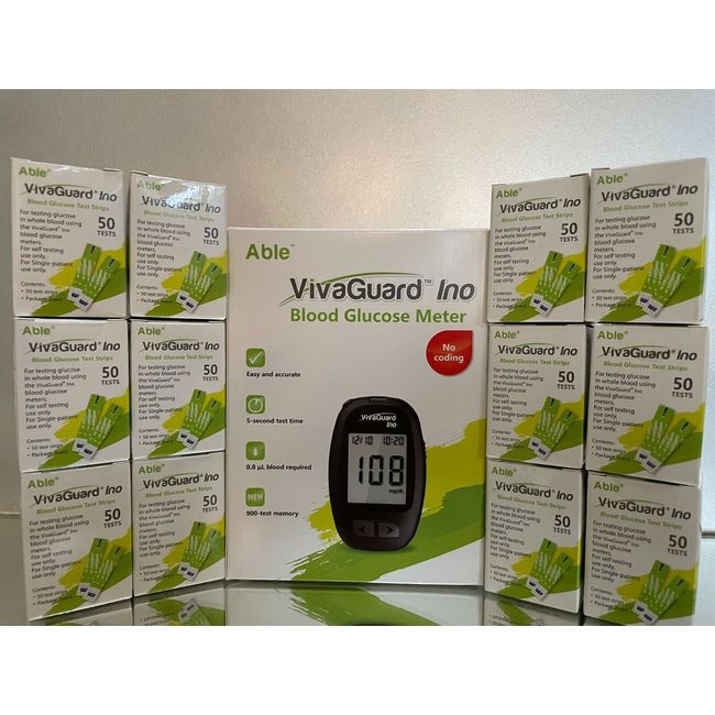 Viva Guard Diabetic Blood Glucose Test Strips QTY 600 EXP 09/2024  + Free Meter