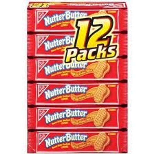 Nabisco, Nutter Butter, Peanut Butter Sandwich Cookies, 12 Count, 16.7oz Box (Pack of 2)