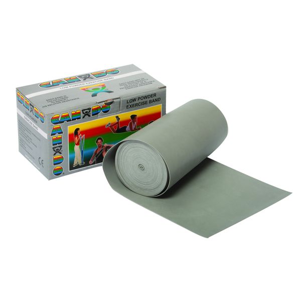 CanDo Low Powder Exercise Band - 6 yard roll - Silver - xx-heavy