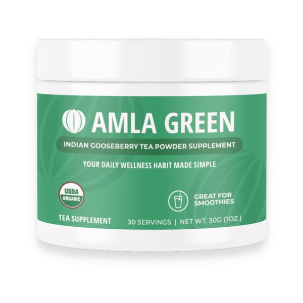 Amla Green Tea Superfood Powder Supplement, 20x Concentrated Amla, Daily Greens Antioxidant Blend with Organic Oolong Tea and Indian Gooseberries, Classic, 30 Servings