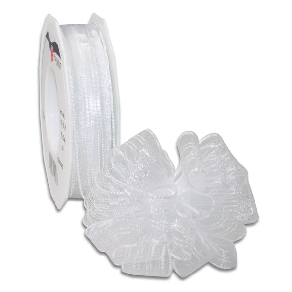 Präsent - Venedig Pull Bow Ribbon White 25 mm width, 25 m length
