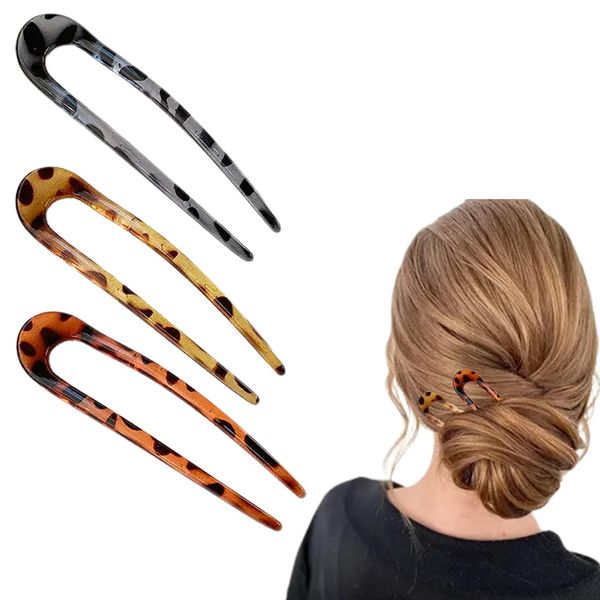 KSIUW haarnadeln - 3 Stück U-förmige Haarnadeln Haarnadel-Stick,3 Arten French Style U-förmige Haarspangen U-förmige Kopfschmuck Haarnadeln Gabel für Frauen Mädchen, Haarstyling-Zubehör