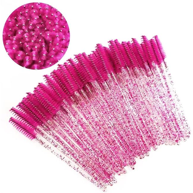 ZHIYE 50 pcs Disposable Eyelash Mascara Brushes, Wands Applicator Eyebrow Brush Makeup Kit, Eyebrow Castor Oil Brush Makeup Tool Red