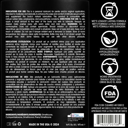 Wet Platinum Silicone-Based Personal Lubricant | Ultra Smooth, Super Slick, Hypoallergenic, Long-Lasting Performance, Waterproof Formula| Lube for Men, Women & Couples, 16 fl oz