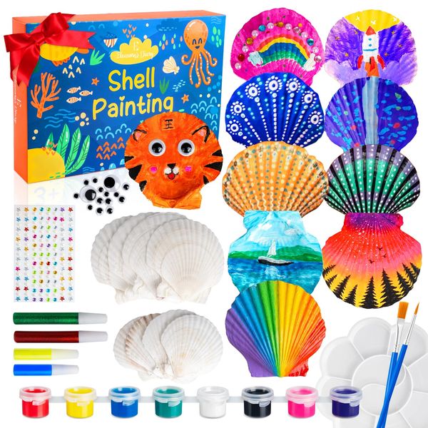 Eleanore's Diary Kids Seashell Painting Kit, Arts & Crafts Painting Gifts for Boys Girls, DIY Creative Craft Activities Toys for Age 5 6 7 8 9 10 11 12 Year Old, Birthday Christmas Party Idea Gifts