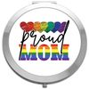 Proud mom (style two scribble) LGBT pride statement compact pocket mirror - silver round circle shape