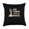 Aim Throw Swear Repeat Quoit Games For Ring Toss Enthusiasts Throw Pillow