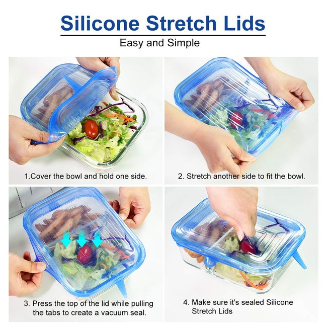 12 pcs Silicone Stretch lids set, 6 Sizes, Reusable Food Storage