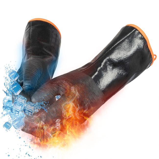 OYOGAA Grill BBQ Gloves, 932℉ Heat Resistant Oven Gloves Cooking Barbecue Gloves, Great Barbecue/Cooking/Baking/Grilling Gloves– Waterproof, Fireproof, Oil Resistant Neoprene Material Grilling Mitts