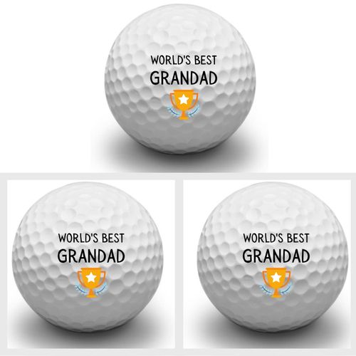 Second Ave Pack of 3 Golf Balls World's Best Grandad Father's Day Christmas Birthday Golfer Gift