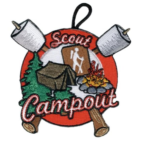 BSA Embroidered Patch Scout Campout - Tent with Campfire and S'Mores - ClassB