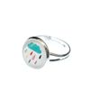 Miniblings Colorful Raincloud Ring Cabochon Silver Plated Rainfall Rainbow