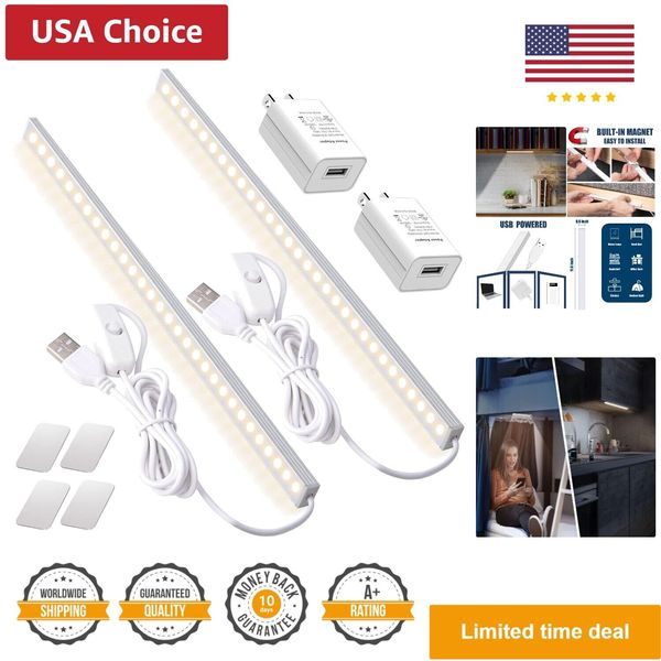 2Pack LED Under Cabinet Lighting with USB Powered Under Cabinet Lights for Cl...