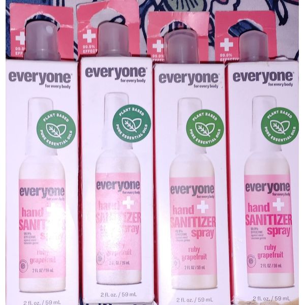 Lot of 4 Everyone Hand Sanitizer Spray: Ruby Grapefruit, 2 Fl Ounce