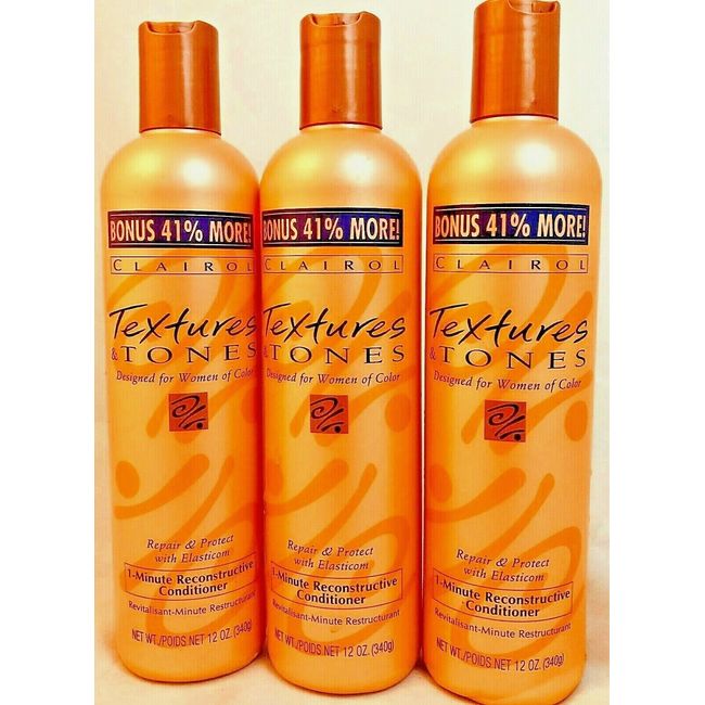 CLAIROL TEXTURE & TONES 1 MIN  HAIR CONDITIONER/ RE-CONSTRUCTOR ( 3 X 12 .OZ )