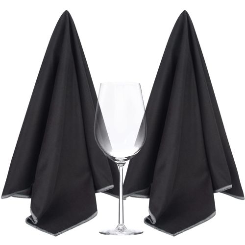 SINLAND Microfiber Glass Polishing Cloths Large Size Thick Lint -Free Drying Towels for Wine Glasses Stemware Dishes Stainless Appliances 20 Inch X 25 Inch Pack of 2 Black