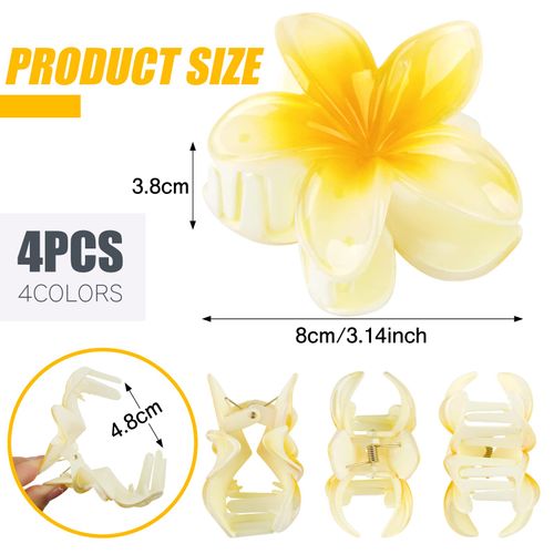 Pack of 4 Hawaii Hair Clips Flower Hair Clip Beach Flowers Hair Clip Headpiece for Girls and Women Beach Party Pool Holiday 8 cm