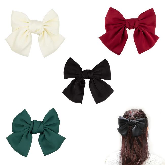 YDDZ 4 Stück Mode Groß Schleife Bowknot Haar Klammern, Haarspangen mit Schleife, Haarschleifen Clips, Haarspangen, Große Clip, Schleifen Elegante Haarschmuck Für Mädchen Kinder