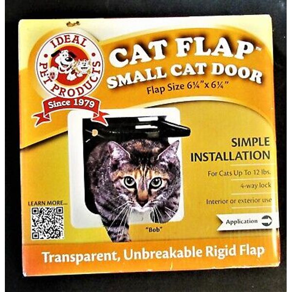 Cat FLAP Door, Ideal Pet Products, 4 Way Lock, 6.25” X 6.25”,White, New