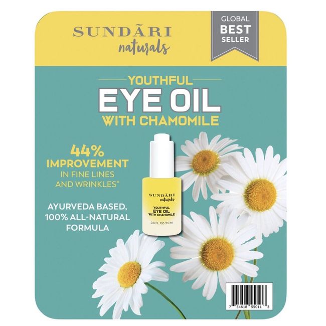 SUNDARI NATURALS YOUTHFUL EYE OIL WITH CHAMOLMILE 0.5 OZ, NEW AND FREE SHIPPING