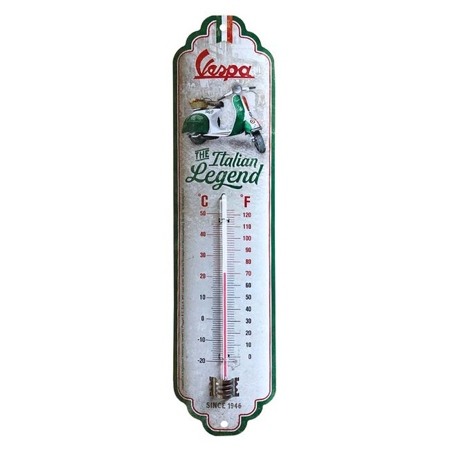 Nostalgic-Art Retro Thermometer, 7 x 28 cm, Vespa – Italian Legend – Geschenk-Idee für Roller-Fans, aus Metall, Vintage Design