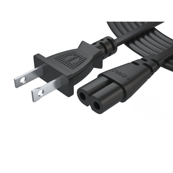 Pwr AC Cable Replacement Power Cord 2 Prong 6 Feet (Black)