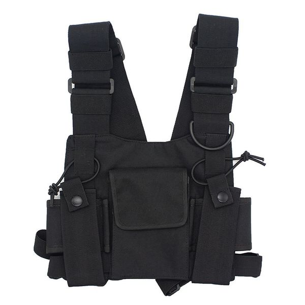 GoodQbuy Radio chest harness Rig Bag Pocket Pack Holster Vest for Two Way Radio (Rescue Essentials) (Black)