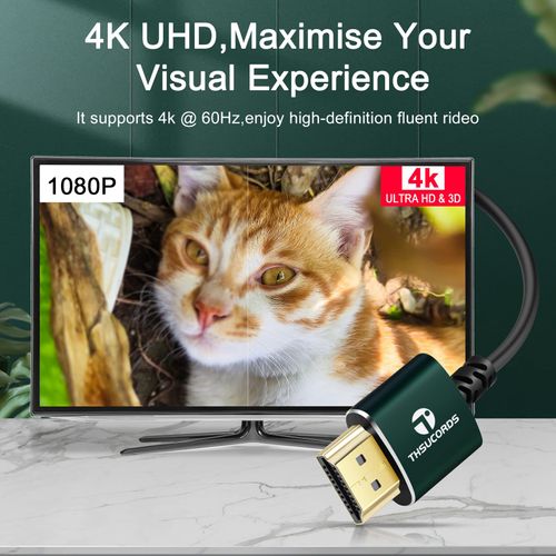 Thsucords Slim HDMI Cable, 10M. Thin HDMI to HDMI Cord, Ultra Flexible & Fine Line, HDMI Wire, High Speed, 4K@60Hz, 18gbps, 2160p, 1080p, Eligible Invoice