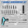 19-In-1 Tool Set T-handle Screwdriver Set With 15pcs CRV Bits Storage Case Blue