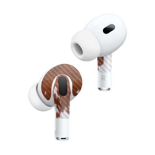 MightySkins Carbon Fiber (2 Pack) Skins Compatible with Apple AirPods Pro 2 - Cow Hide | Protective, Durable Textured Carbon Fiber Finish | Easy to Apply, Remove, and Change Styles | Made in The USA
